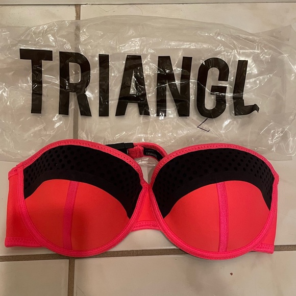 Triangl Neon Pink & Black Bandeau Bikini Top – Size Large - Picture 1 of 4